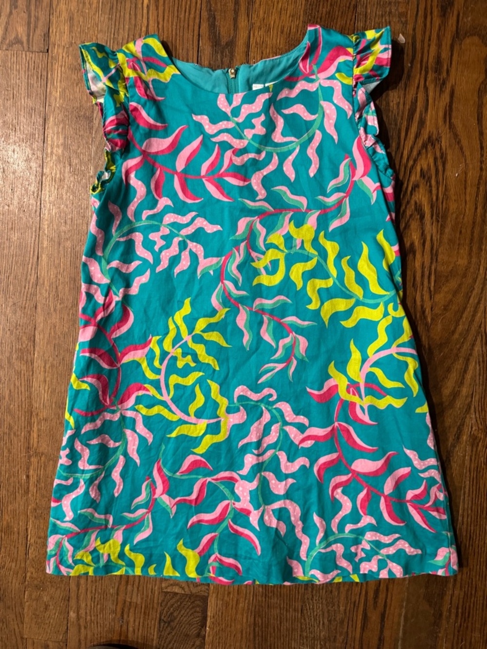 Emily McCarthy Size 10/12 Bright Teal Tropical Print Shift Dress